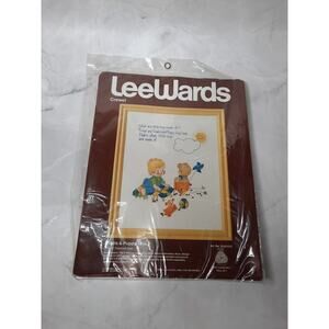 1970s LeeWards Crewel Kit Snails & Puppy Tails Little Boys Toys 8x10